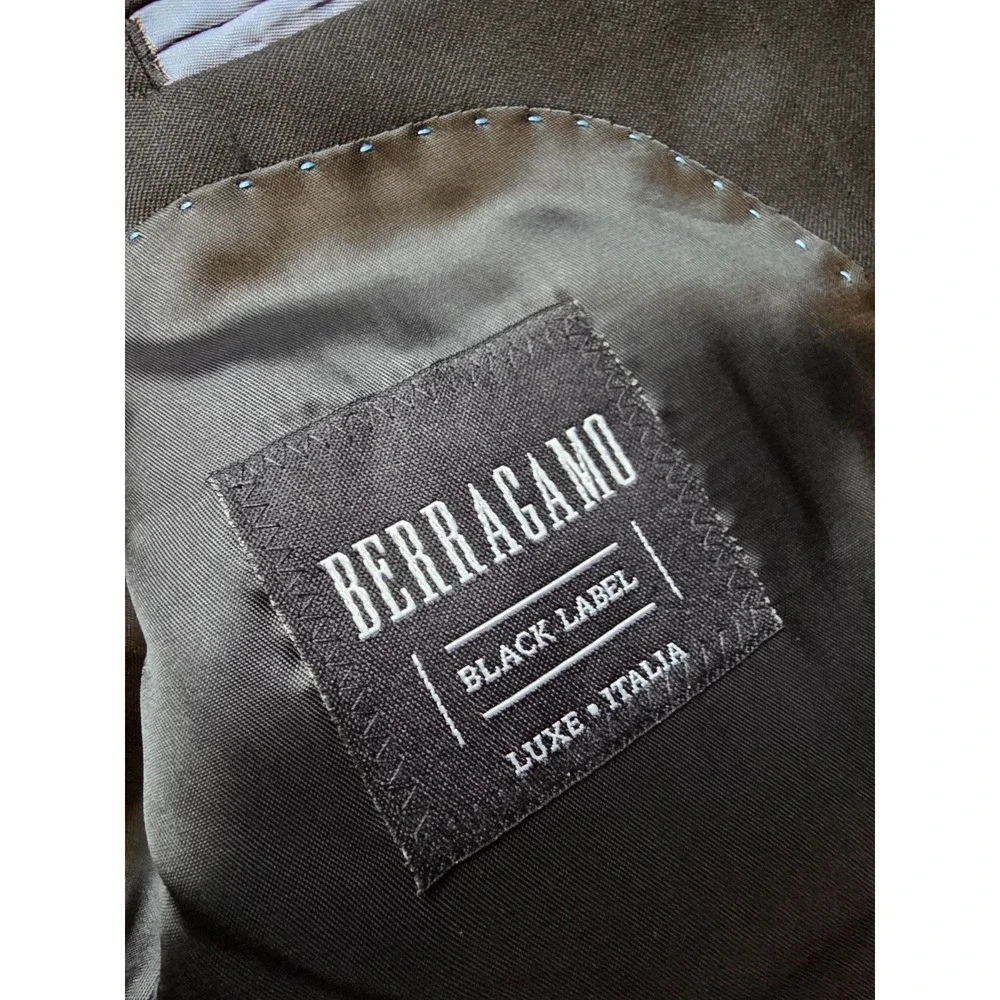Berragamo Blazer Jacket‎ Mens 42R Black Sports Coat 2 Buttons Super 110's Wool